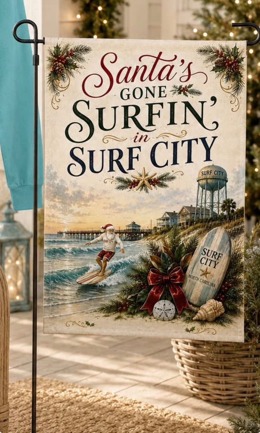 Surf City Christmas Garden Flag