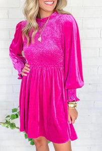 Hot Pink Velvet Dress