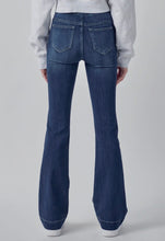 Load image into Gallery viewer, Mid Rise Dark Wash Pull On Flare Leg Jeans