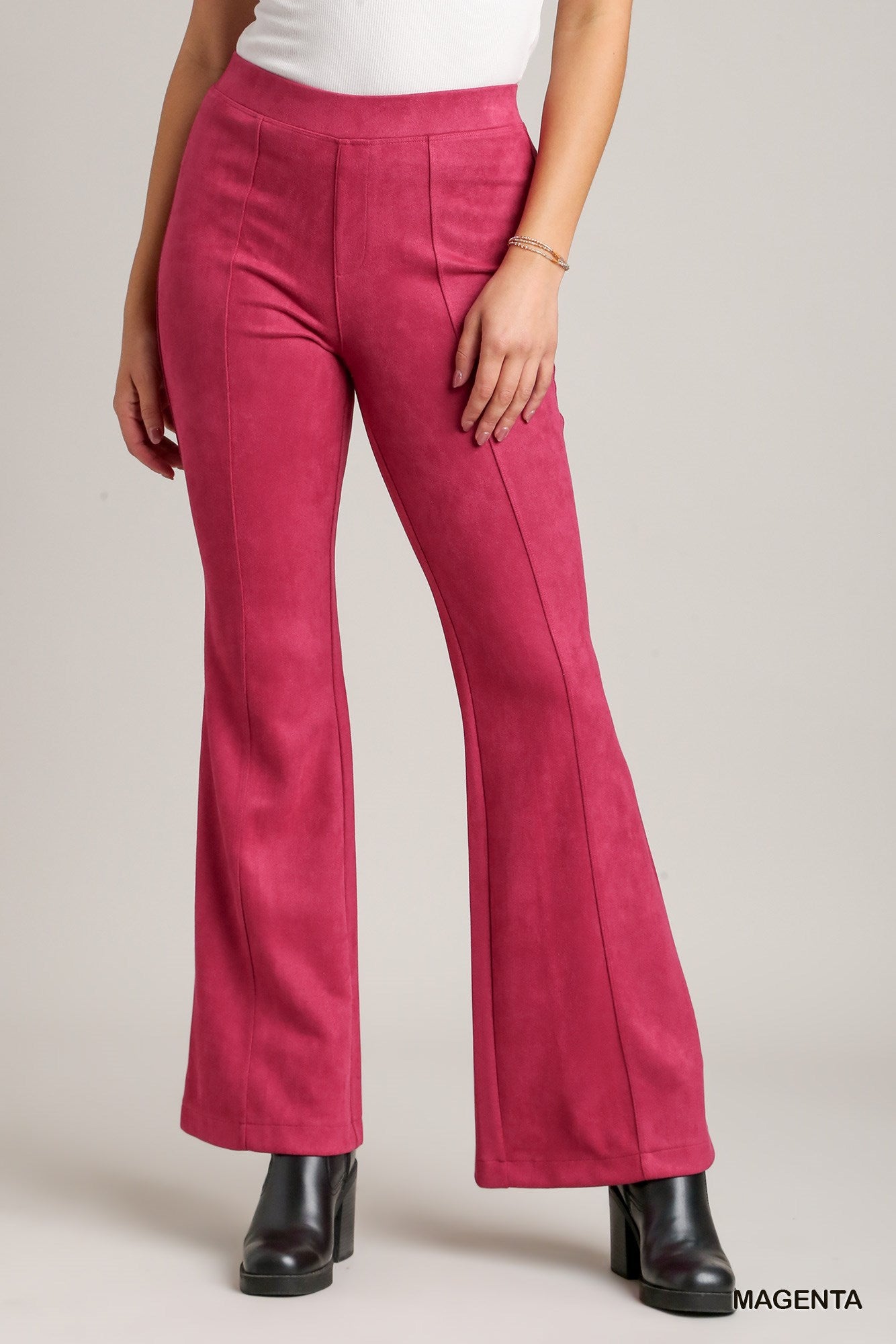 Solid Suede Bootcut Pants