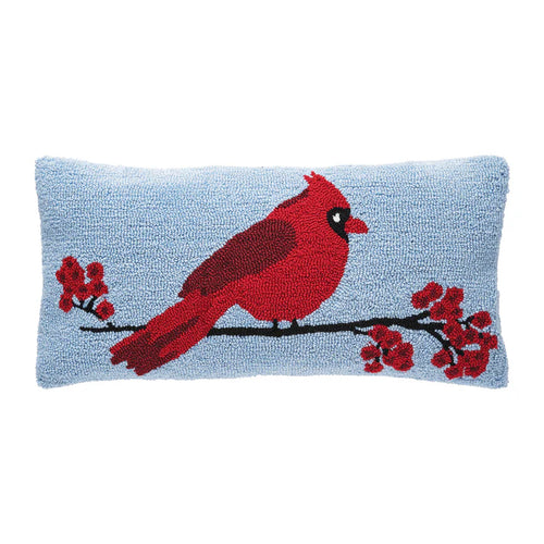 Cardinal Berry Branch Holiday Pillow