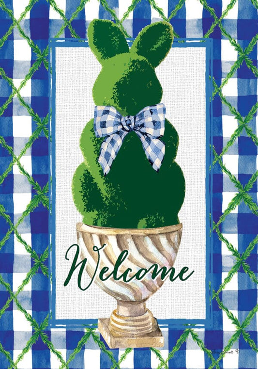 Bunny Topiary Garden Flag