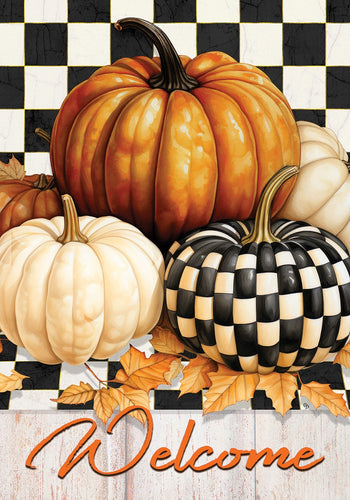 Fall Garden Flag - Checkered Pumpkins
