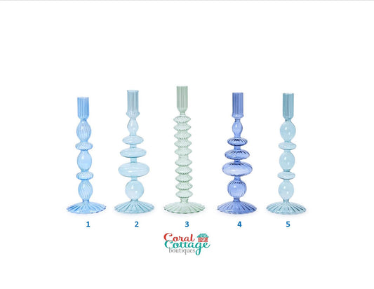 Hand Blown Glass Taper Candlesticks