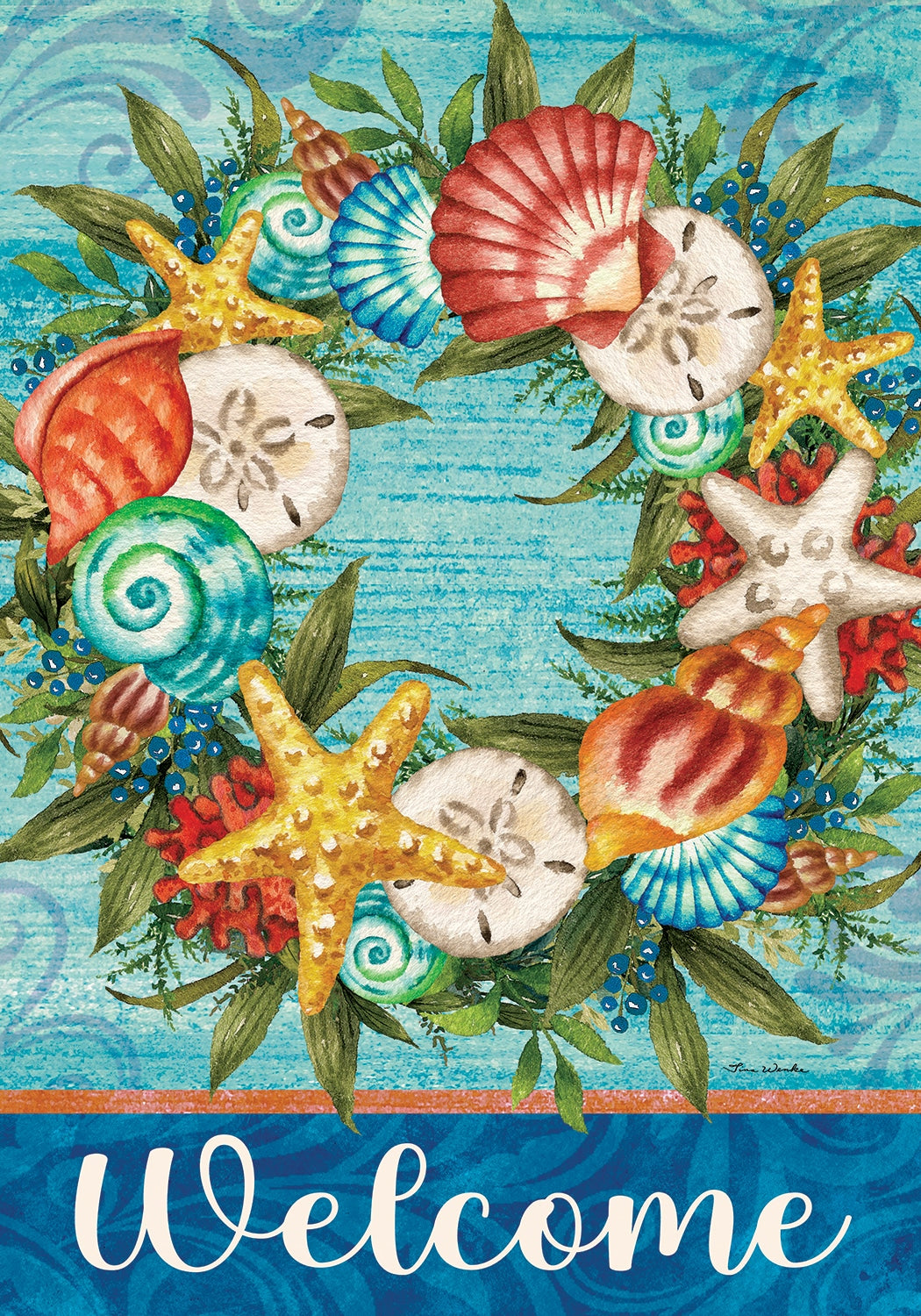 Fall Garden Flag - Sea Star Wreath