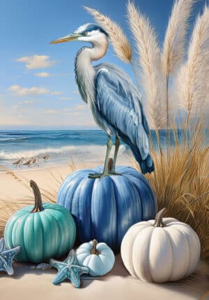 Fall Garden Flag - Blue Heron Pumpkins