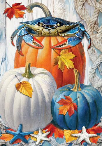 Fall Garden Flag - Blue Crab Pumpkin
