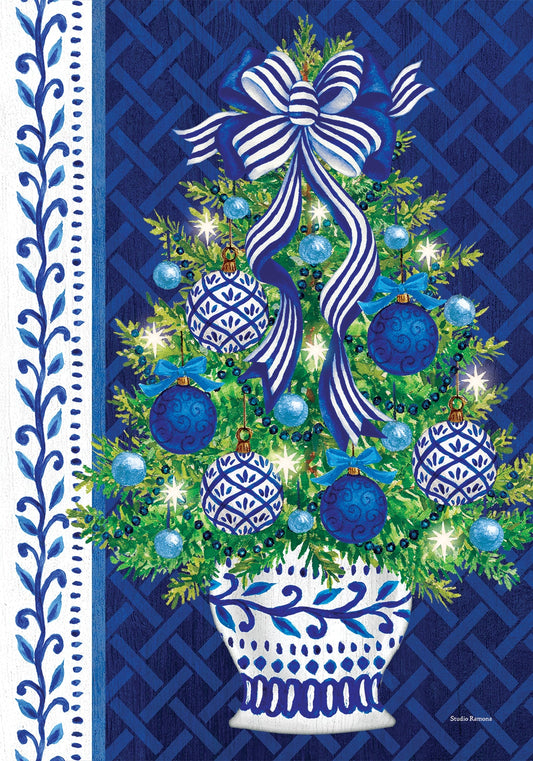 Garden Flag-Chinoiserie Christmas Tree