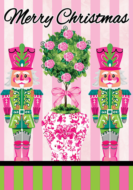 Garden Flag-Pink Green Nutcrackers