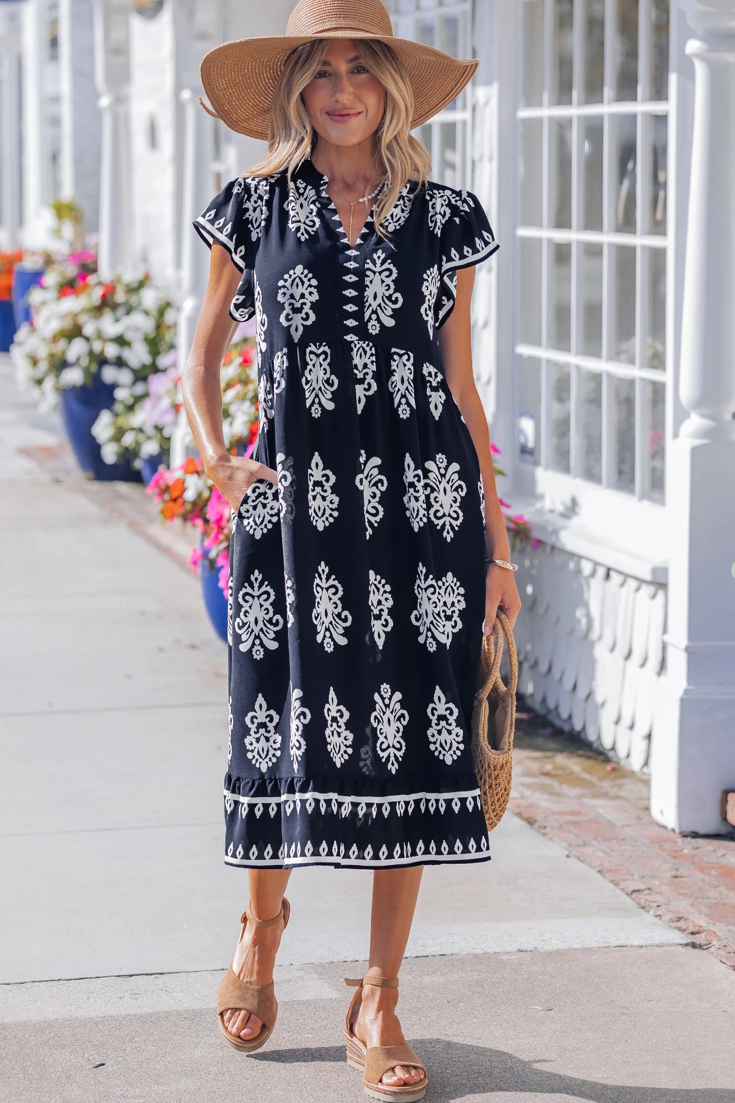 Chic Printed Midi Dress
