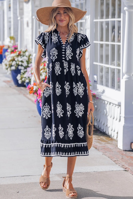 Chic Printed Midi Dress