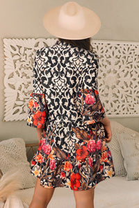 Black Retro Floral Dress