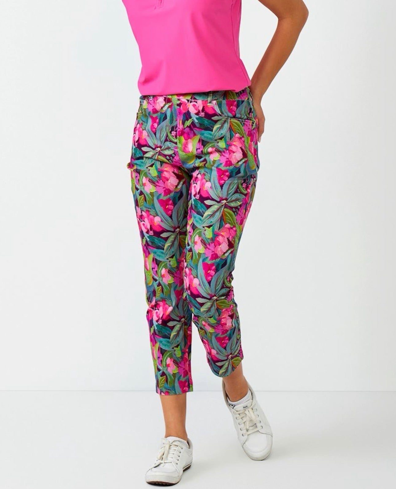 Cropped Floral Print Pants