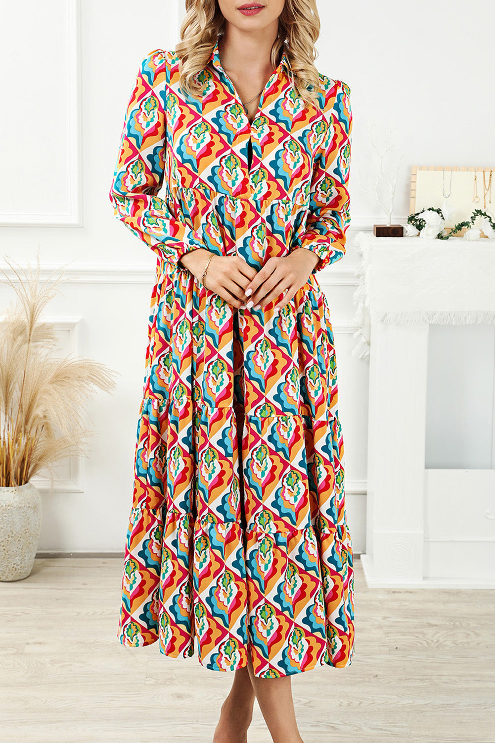 Multicolor Abstract Maxi Dress