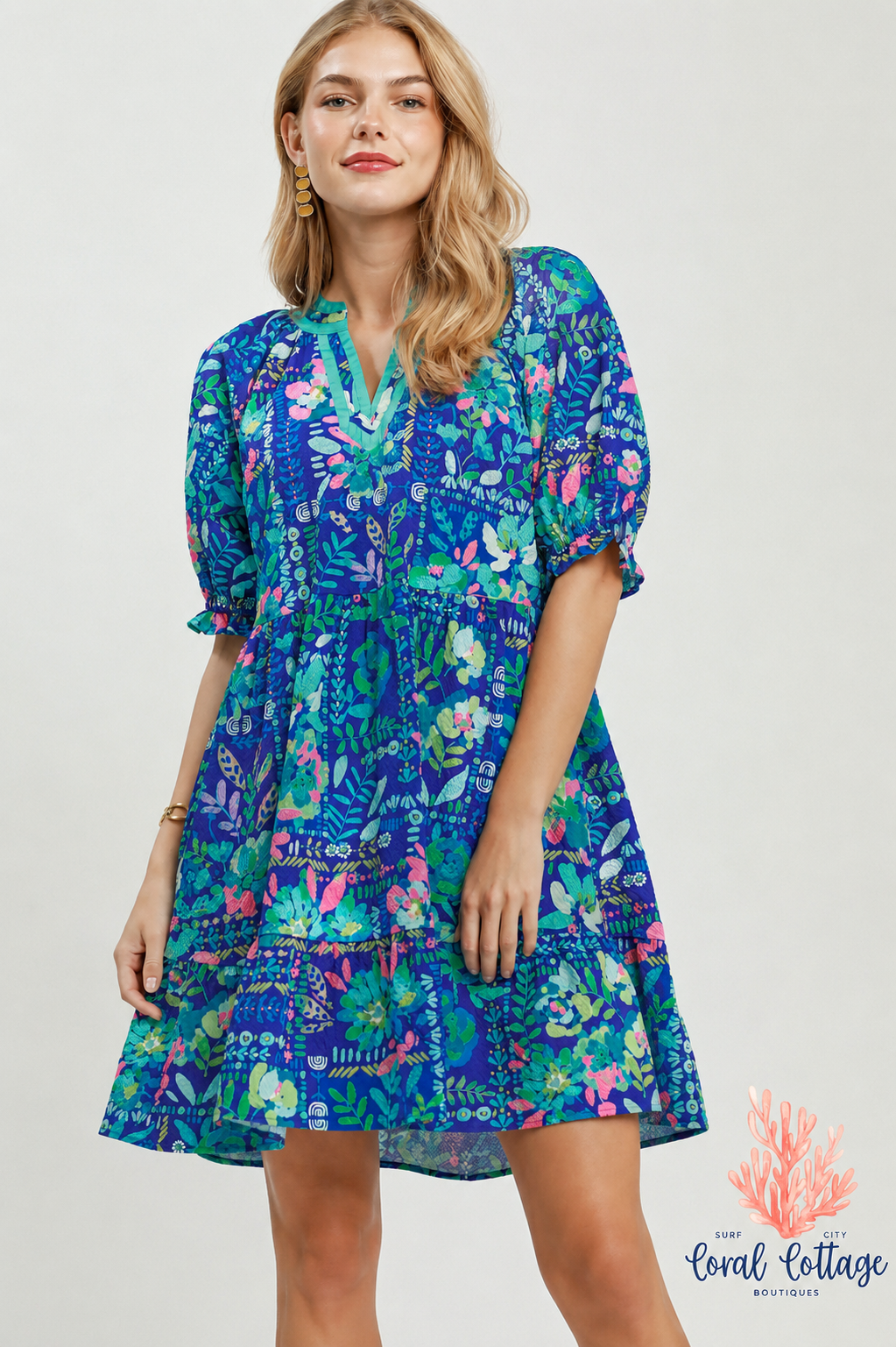 Puff Sleeve Tiered Dress