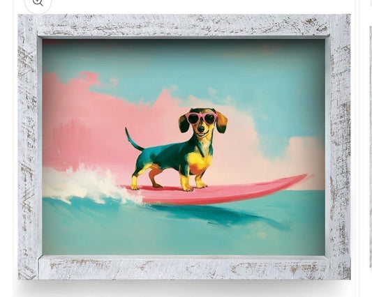 Pet Art - Surfing Dachshund