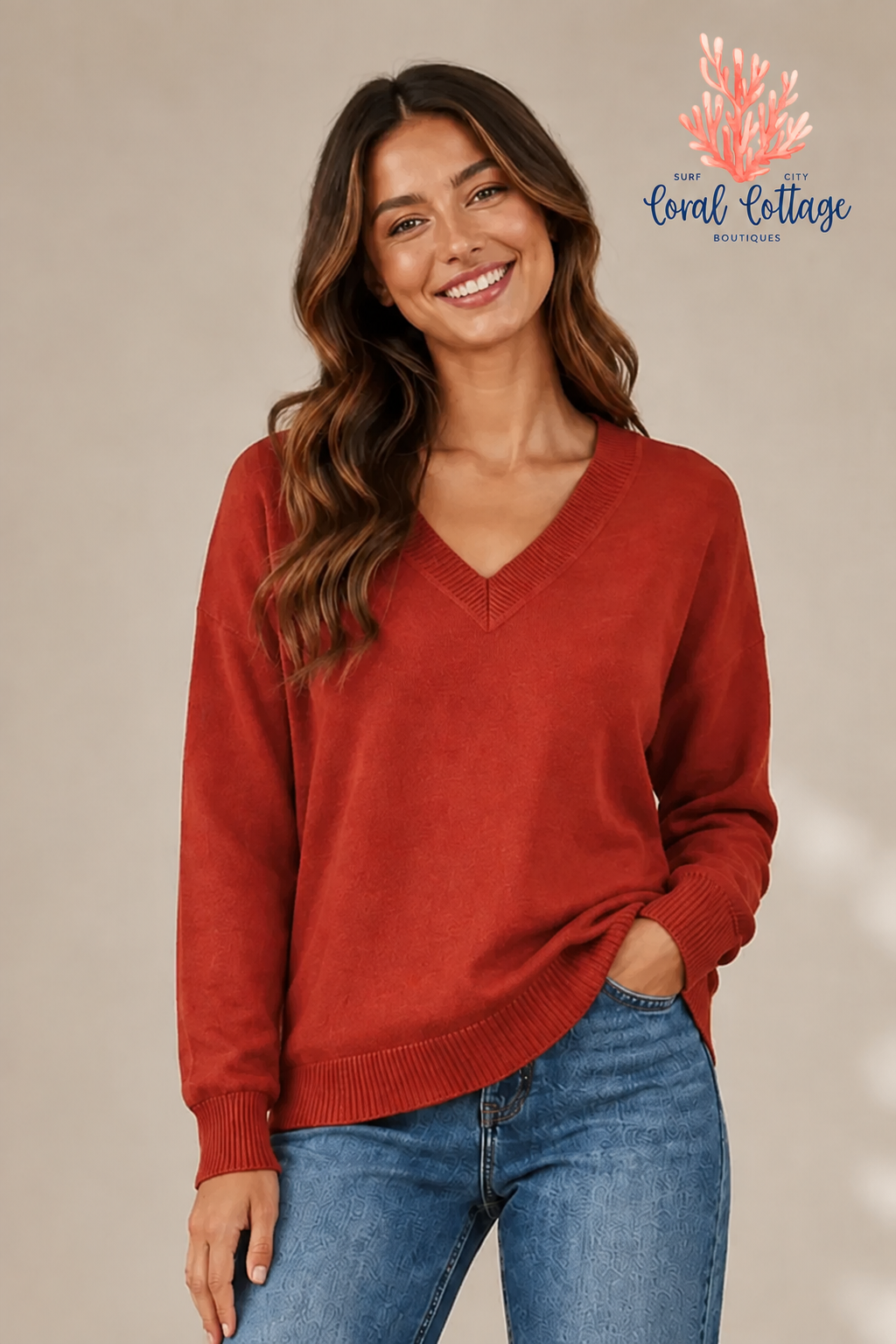 Copper V-Neck Sweater
