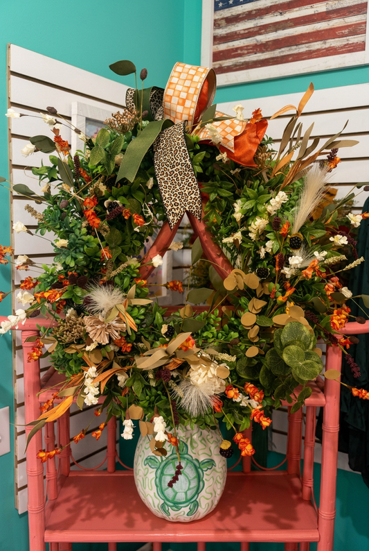 22" Fall Floral Wreath with Bow