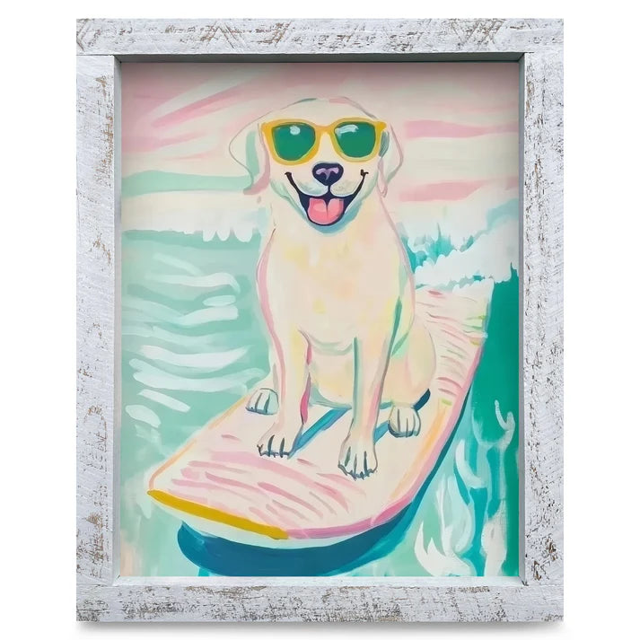 Surfing Yellow Lab Artwork - VERTICAL