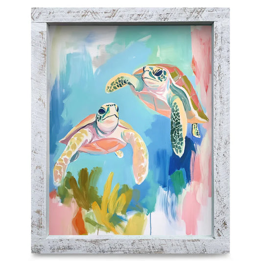Pastel Sea Turtles Artwork - VERTICAL