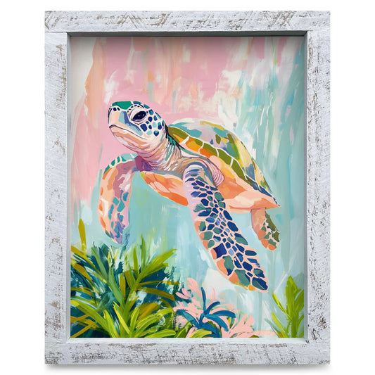 Pastel Sea Turtle Artwork - VERTICAL