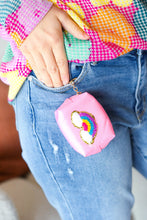 Load image into Gallery viewer, Bubblegum Pink Rainbow Patch Coin Purse Keychain