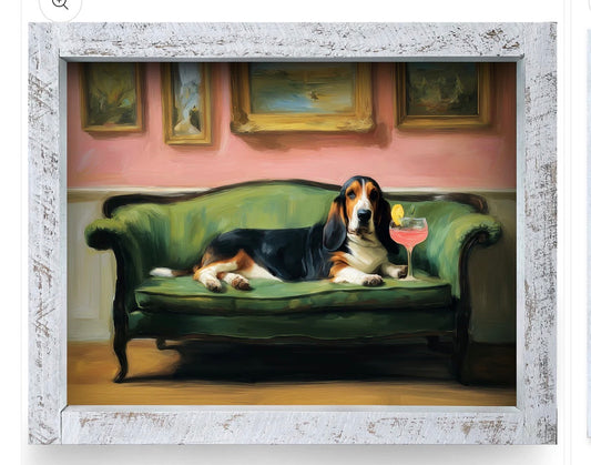 Pet Art - Basset Hound & Bubbly