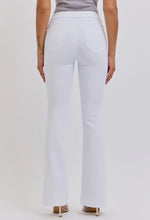 Load image into Gallery viewer, White Mid Rise Pull On Flare Jeans