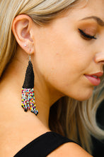 Load image into Gallery viewer, Black &amp; Multicolor Beaded Pyramid Drop Earrings