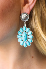 Load image into Gallery viewer, Vintage Style Turquoise Stone Floral Drop Earrings