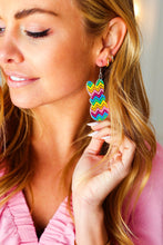 Load image into Gallery viewer, Rainbow Chevron Easter Bunny Dangle Earrings