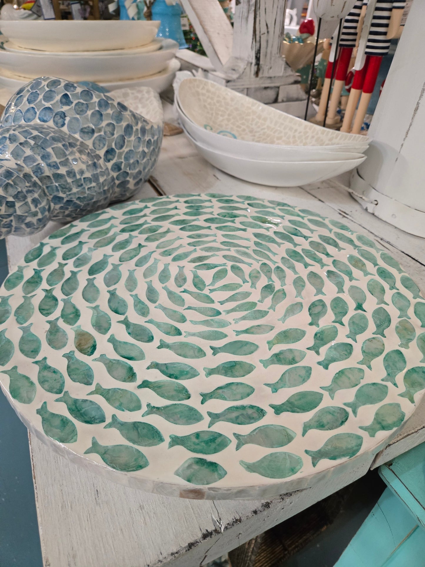 16” Capiz Fish Lazy Susan