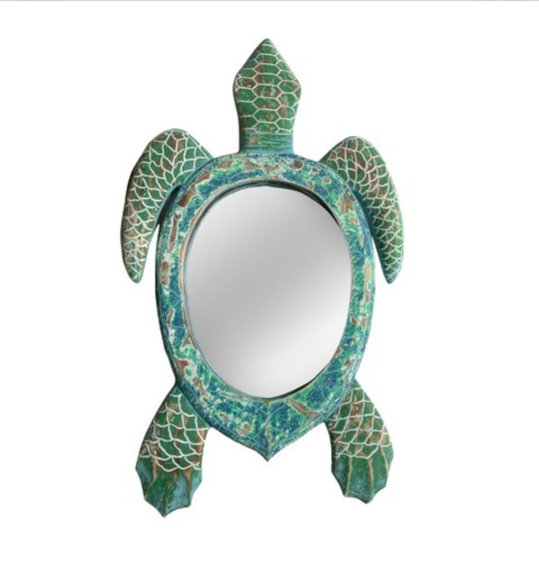 Carved Wooden Sea Turtle Mirror