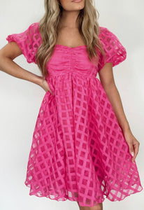 Strawberry Pink Checkered Dress