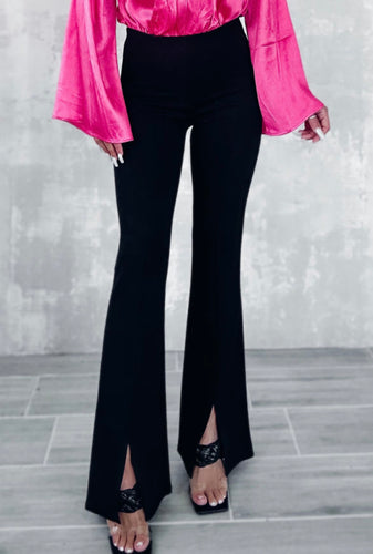 Black Split Front Pants