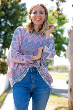Load image into Gallery viewer, Multicolor Jacquard Chevron Slouchy Knit Top
