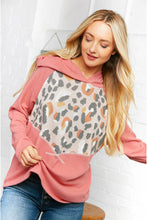 Load image into Gallery viewer, Leopard Thermal Yoke Brushed Hacci Cross Stitch Hoodie
