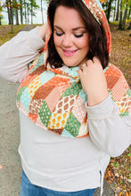 Load image into Gallery viewer, Rust &amp; Olive Patchwork Print Yoke Hoodie Top