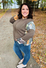 Load image into Gallery viewer, Let&#39;s Get Going Olive Corded Brushed Hacci Plaid Top