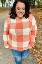 Load image into Gallery viewer, Give You Joy Rust Checker Plaid French Terry Top