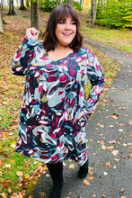 Load image into Gallery viewer, Bedazzle In Navy &amp; Plum Abstract Print Side Pocket Dress