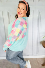 Load image into Gallery viewer, Always Fun Mint Patchwork Print Dolman V Neck Top