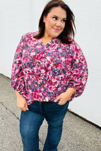 Load image into Gallery viewer, Purple Floral Print V Neck Woven Top