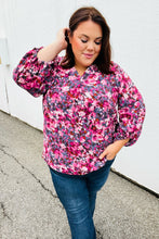 Load image into Gallery viewer, Purple Floral Print V Neck Woven Top
