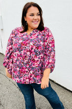 Load image into Gallery viewer, Purple Floral Print V Neck Woven Top