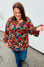 Load image into Gallery viewer, Magenta &amp; Rust Boho Floral Bubble Sleeve Top