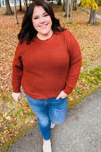 Load image into Gallery viewer, All Put Together Dark Rust Waffle Knit Hi-Low Sweater