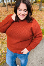 Load image into Gallery viewer, All Put Together Dark Rust Waffle Knit Hi-Low Sweater