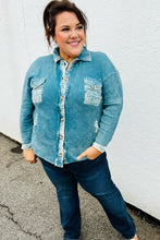 Load image into Gallery viewer, Teal Acid Wash Cotton Waffle Shacket