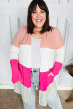 Load image into Gallery viewer, Face The Day Blush Wide Stripe Hacci Colorblock Cardigan